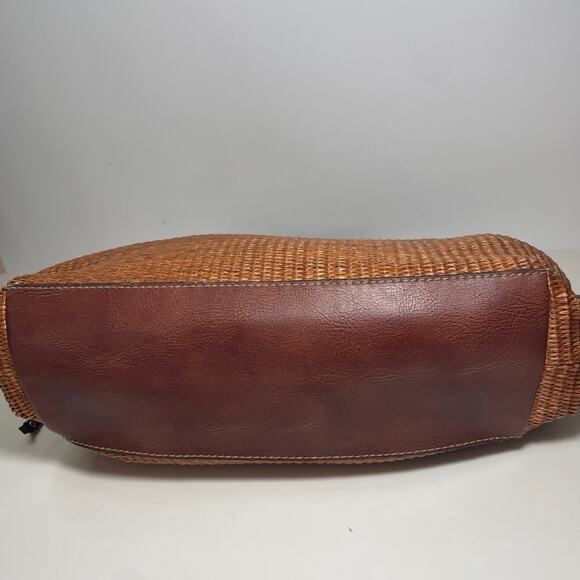 Vintage Fossil Brown Straw Basket Weave Handbag Purse - Picture 6 of 13